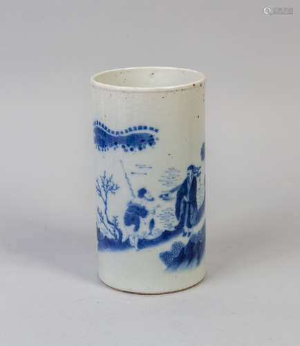 Chinese Old Blue White Porcelain Brush Pot