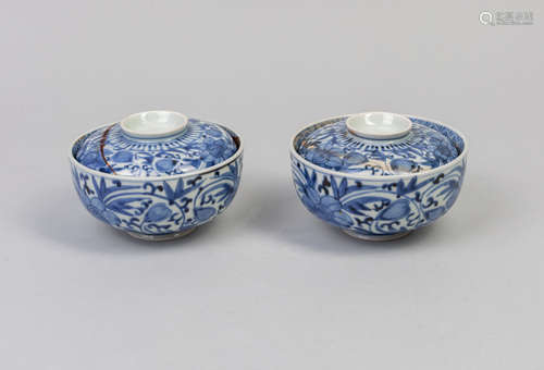 Pairs Asian Antique Blue White Porcelain Tea Cups