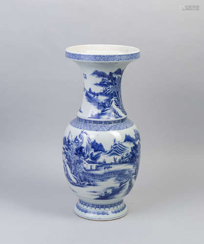 Tall Chinese Blue White Porcelain Vase