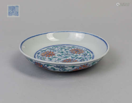 Chinese Douchai Porcelain Lotus Plate