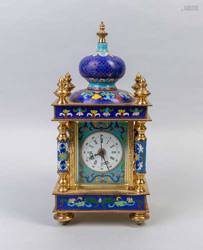 1980-1990 Chinese Export Cloisonne Table Clock