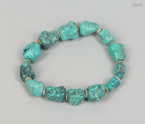 Collection of Old Turquoise Beads Bracelet