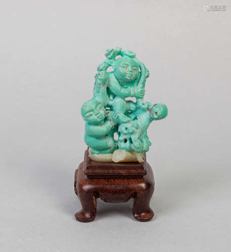 Fine Chinese Turquoise Carving Table Sculpture