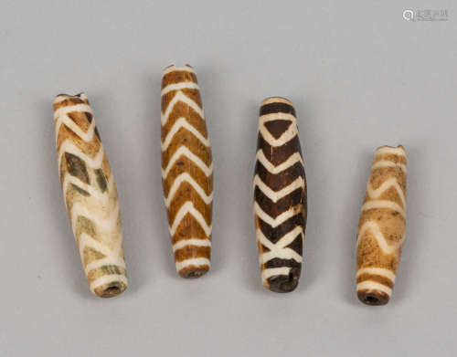 Set Old Pumtek Tiger Tube Fossil Beads
