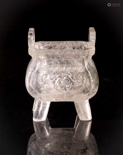 Chinese Old Rock Crystal Carving of Censer