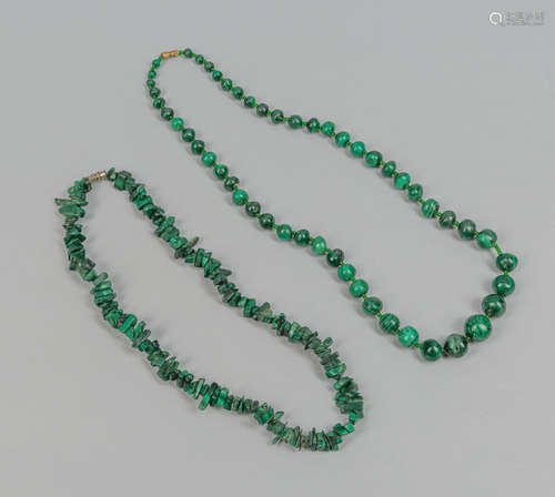 Set of Old Malachite Bead Necklace