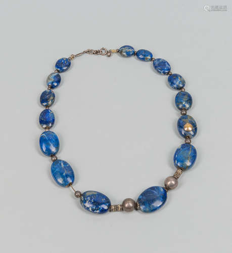 English Type Old Lapis Bead Necklace