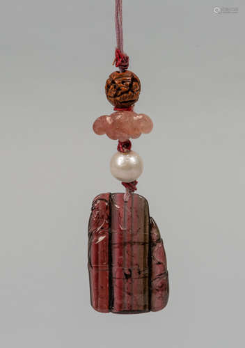 Chinese Manchu Tourmaline Pearl Carvings