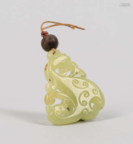 Chinese Yellow Jade and Wood Toggle