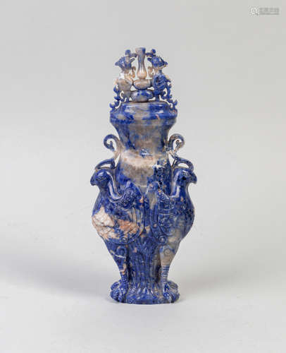 Chinese Export Lapis Bird Vase