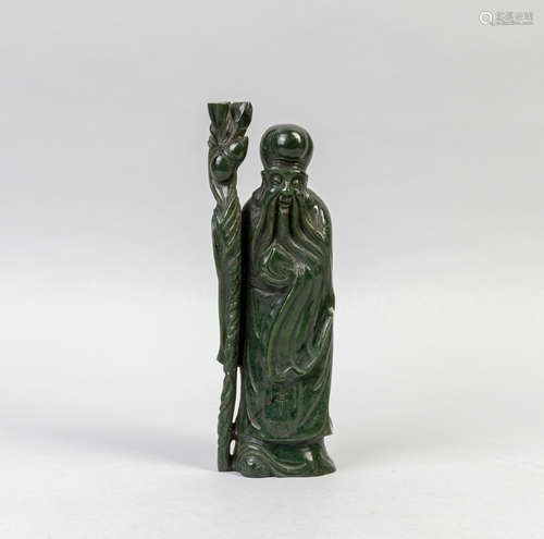 Chinese Export Spinach Jade Figure