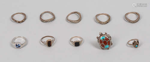 Group of Designed Silver/Gemstone Ring