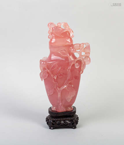 Chinese Rose Quartz Vase