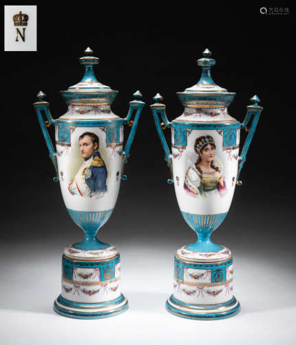 Pairs of Antique Napoleon Josephine Urns