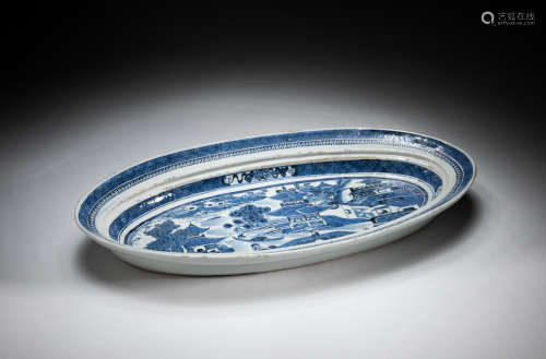 Chinese Export Blue White Long Plate