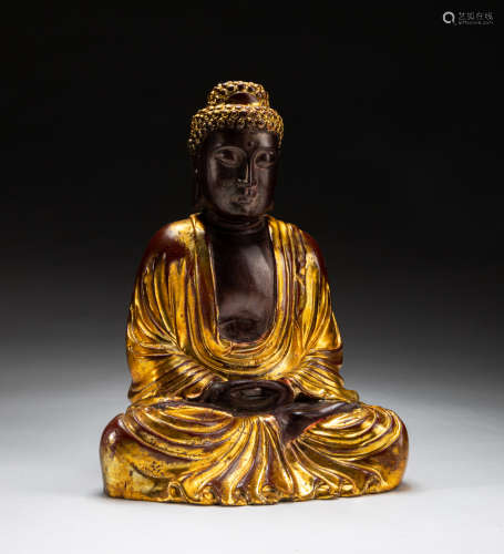 Chinese Antique Gilt Boxwood Buddha