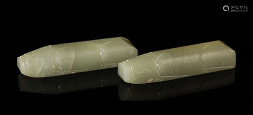 Pairs Chinese Celadon Jade Carvings