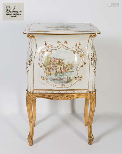 Italy Gold Famille Rose L OU Nove Porcelain Nightstand