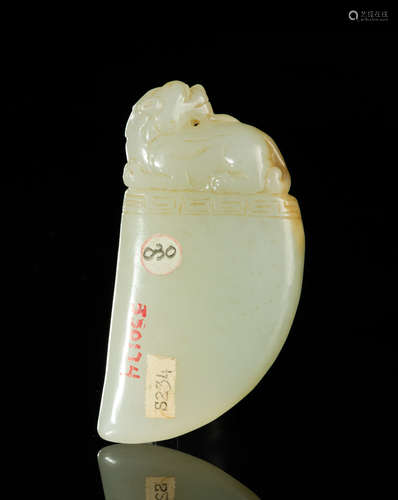 Large Chinese White Jade Carving Axe