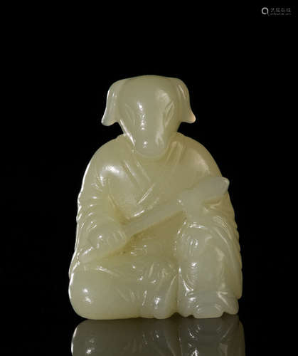 Chinese White-yellow Jade Zodiac Figure