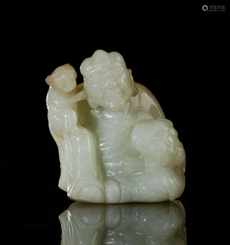 Chinese White Jade Sculpture Luohan