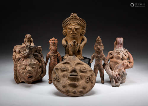 Set Pre Columbian Type Pottery Figures