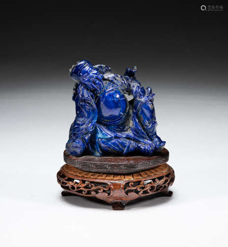 Chinese Export Lapis Carved Table Sculpture