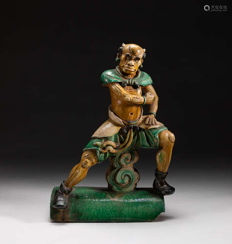 Chinese Ming Type Glazed Pottery Figure