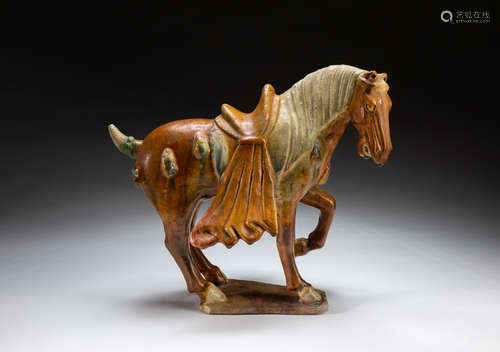 Chinese Tang Glazed Pottery Horse