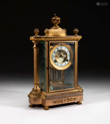 Waterbury Co Gilt Bronze Case Table Clock