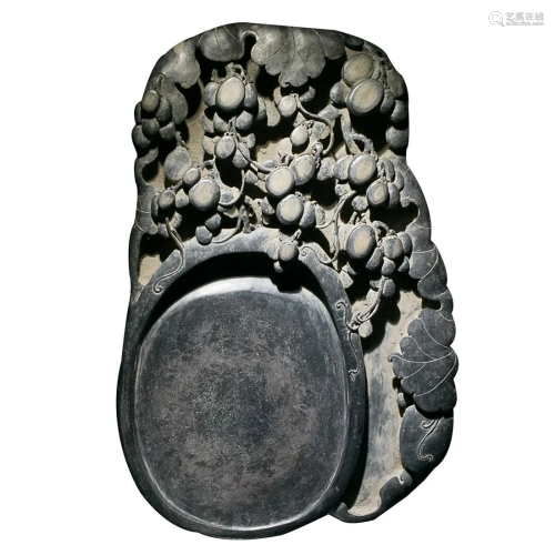 DUAN INKSTONE CARVED WITH GRAPES