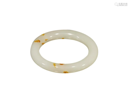 RUSSET-STAINED HETIAN WHITE JADE BANGLE
