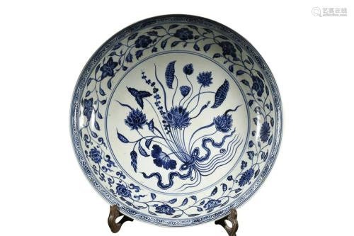 BLUE & WHITE 'LOTUS' CHARGER
