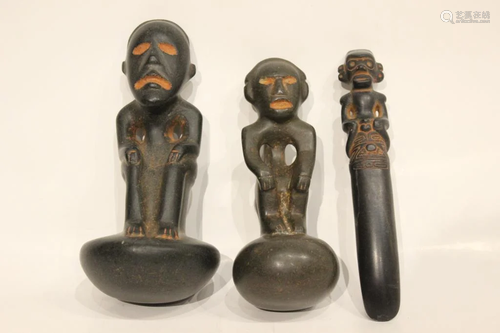 3 African Stone Sculptures, Pre-Columbian Style