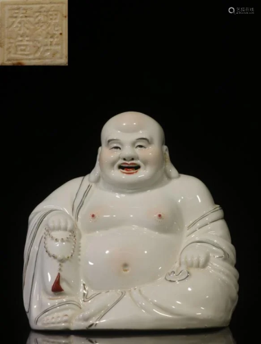 Chinese White Glazed Porcelain Buddha ,Mark