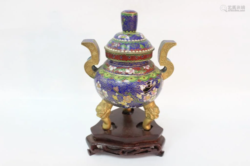 Chinese Cloisonne Tripod Censer