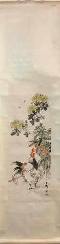 Chinese Ink Color Scroll Painting,Signed