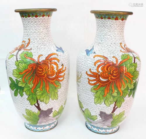 Pair of Chinese Cloisonne Vases