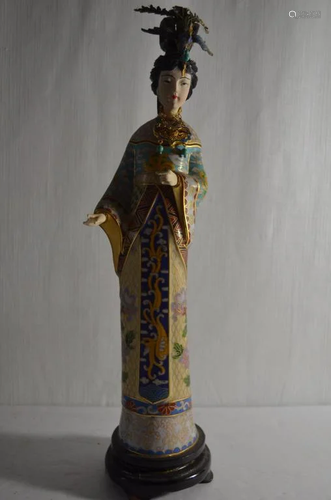 Chinese Cloisonne Standing Lady