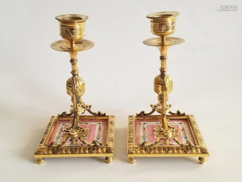 19C French Porcelain Serves Candle Holders