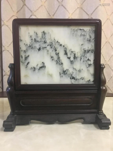 Chinese Mable Table Screen with wood
