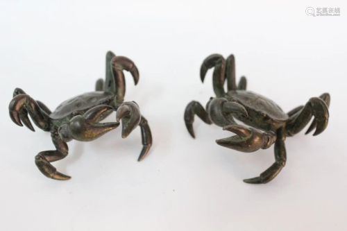 Two Chinese Bronze Crab