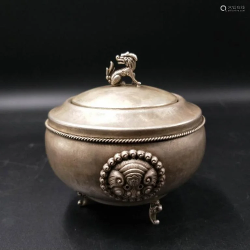 Chinese Silver Sugre Bowl