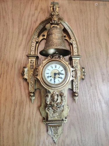 Early 20th, French Bronze Hanging Wall Clock