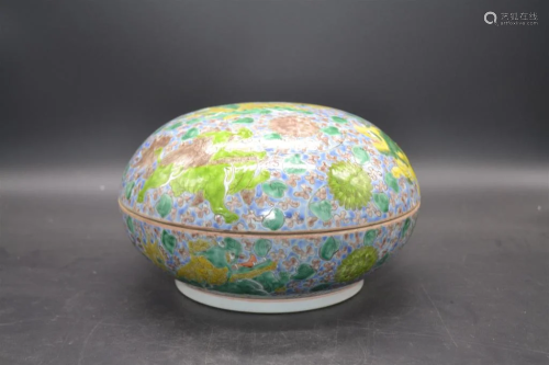 Chinese Glazed Porcelain Cover Box, Mark