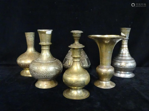 GROUP 6 INDIAN BRASS VESSELS (1 AS IS) 10