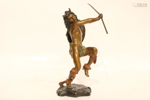 Vienna Bronze Indian Fighter w Maker Stamp