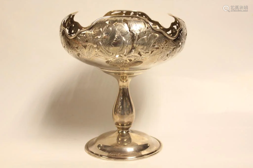 Sterling Silver Compote,Hand Ingraved