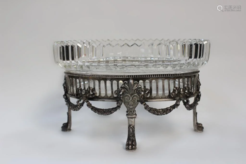 Silver and Crystal Oval Center Piece