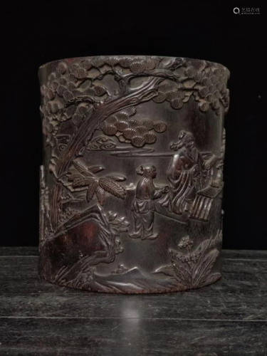 Chinese Wood Carved Brushpot